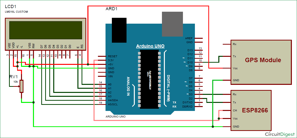 Vehicle Tracking System using Google Maps circuit-diagram