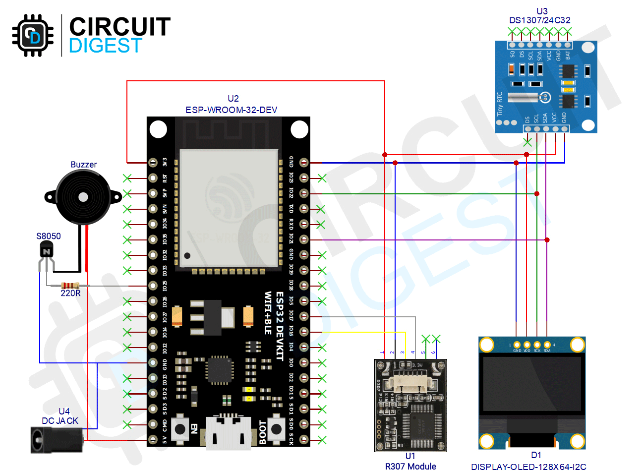 Biometric Attendance System Circuit Diagram