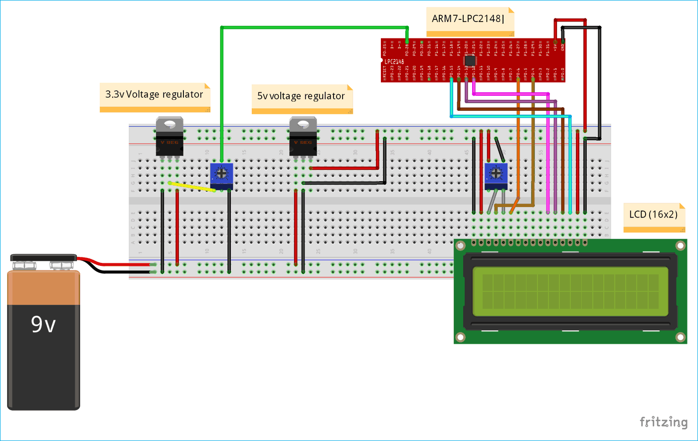 Circuit Diagram for ADC between LCD and ARM-LPC2148