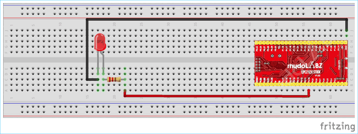 Circuit Diagram for Blinking a LED with ARM7 LPC2148 using keil uVision