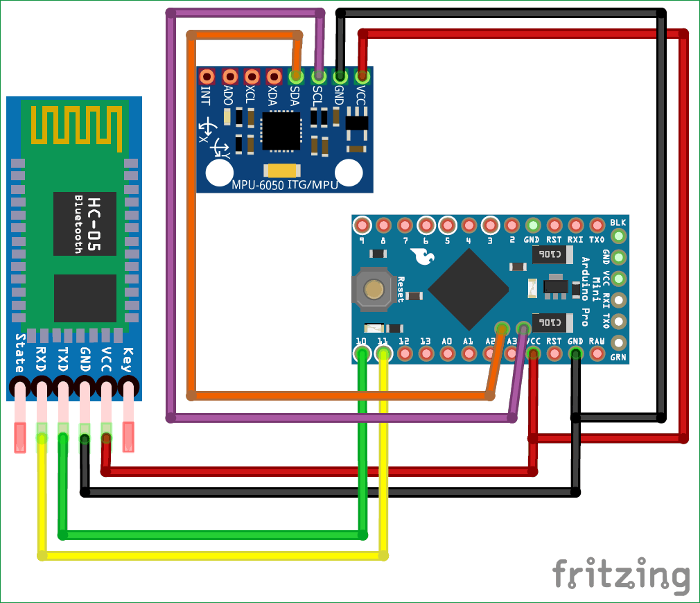 DIY Arduino Inclinometer using MPU6050 Circuit diagram