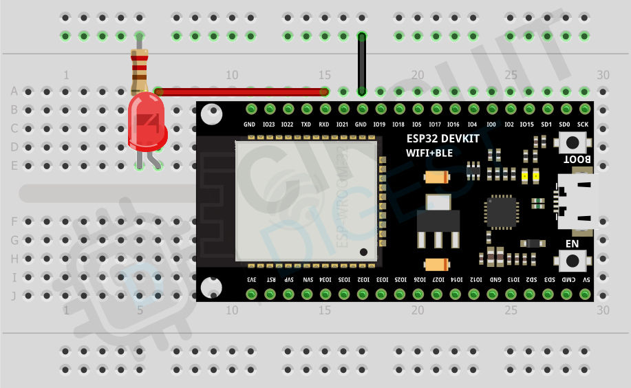 ESP32 LED Blink Circuit