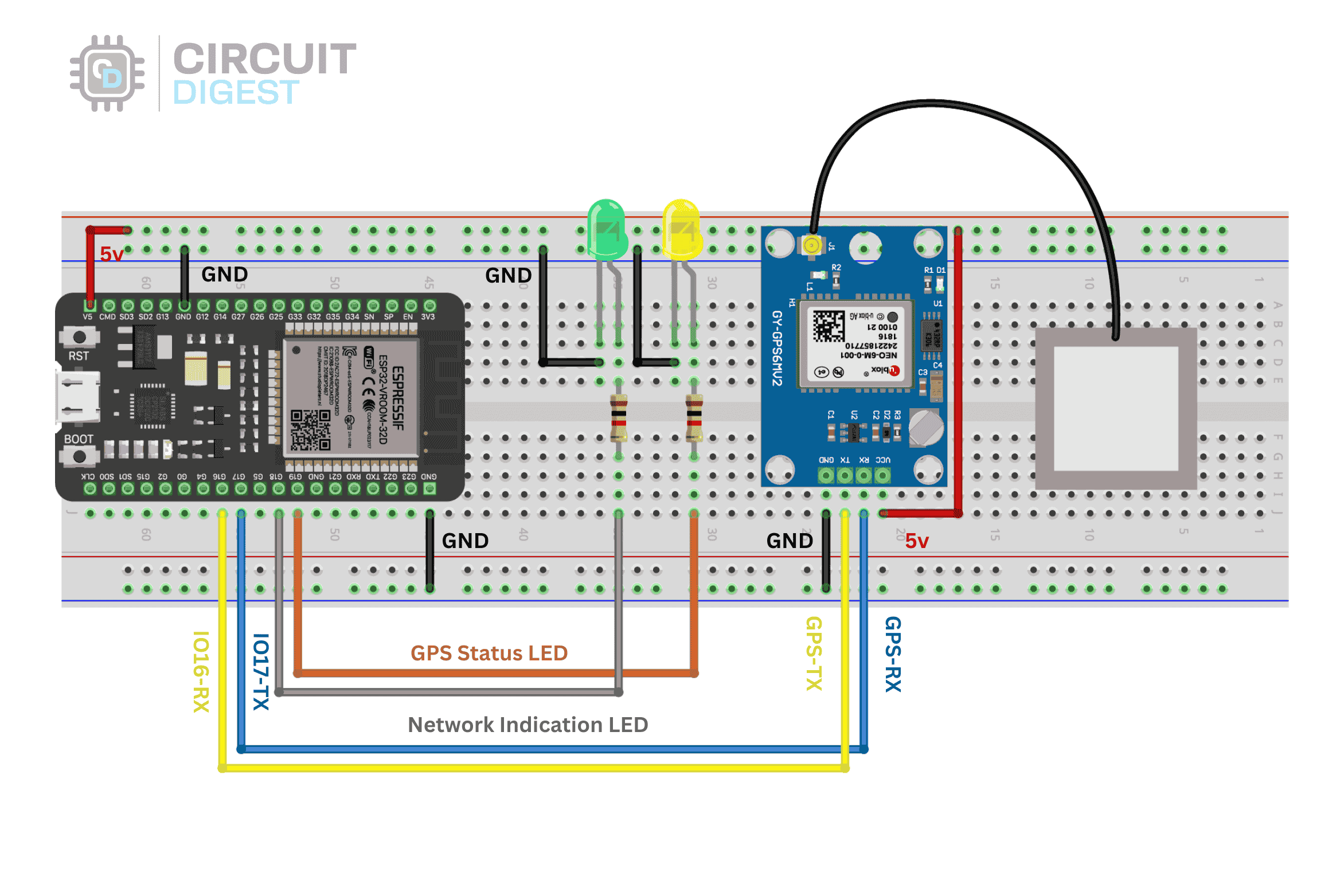 GPS Tracker Circuit Diagram using ESP32