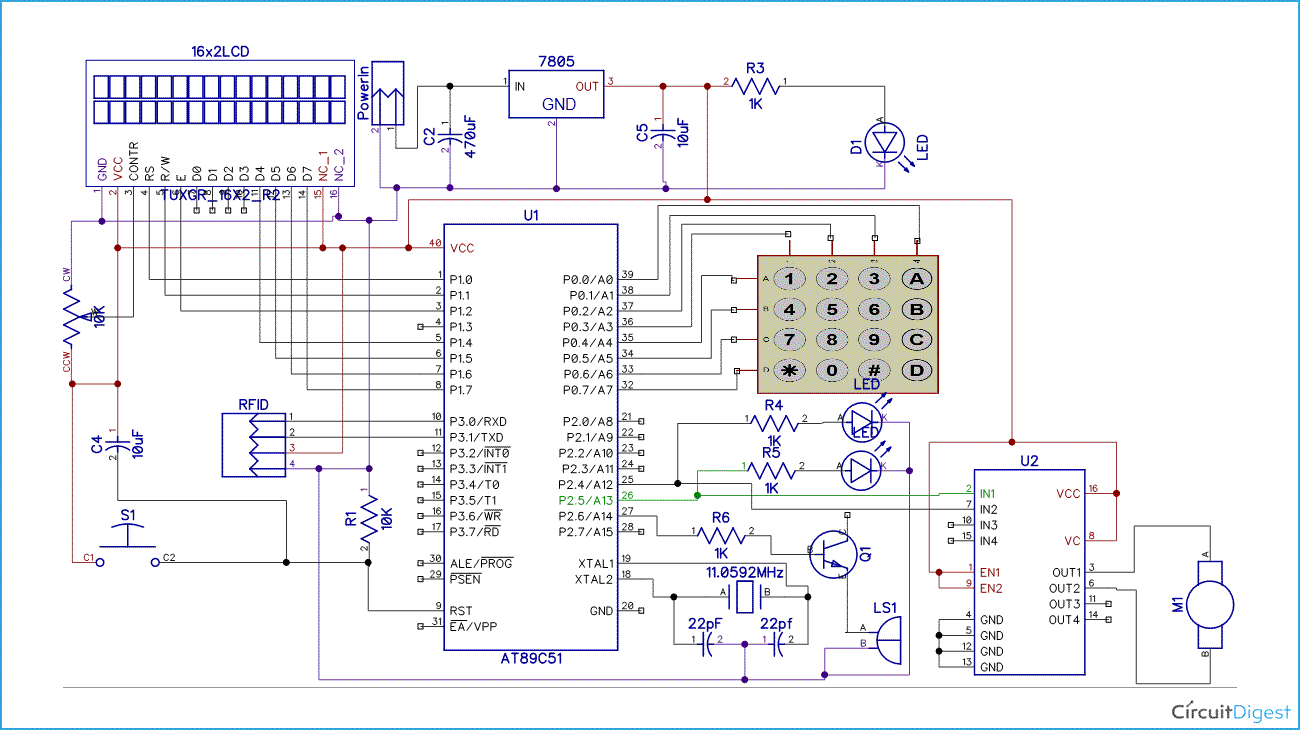 RFID Based Security System Circuit Diagram