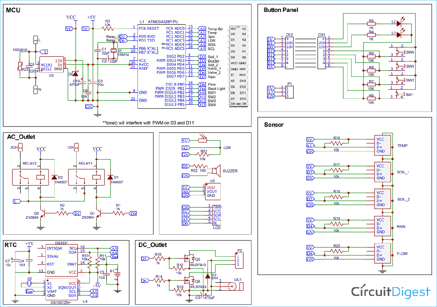 Smart Irrigation Aquacontroller Circuit Diagram