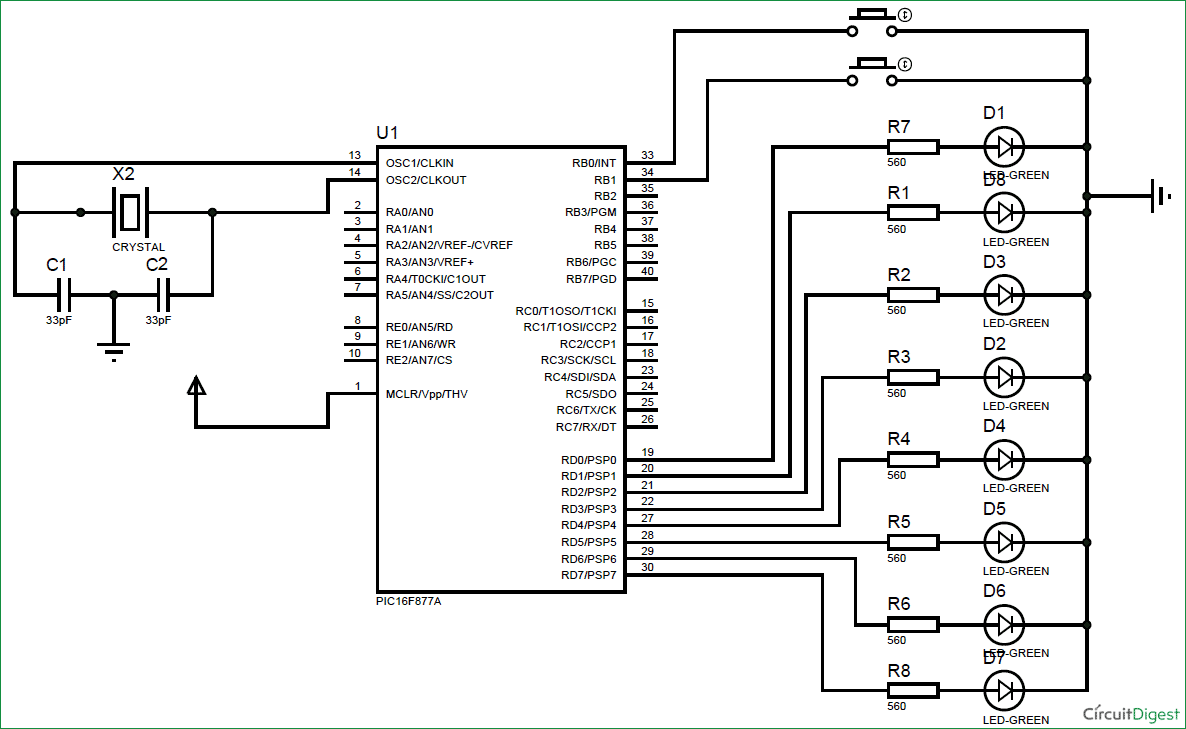 Timers-in-PIC-microcontroller-with-LED-blinking-sequence-Circuit