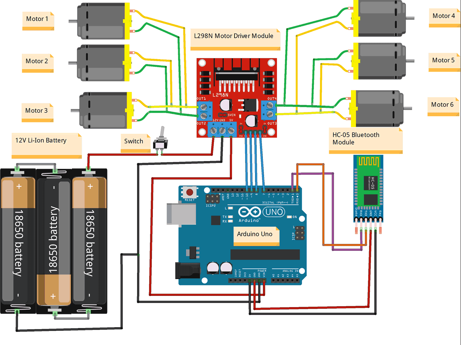 Mars Rover Robot using Arduino Circuit Diagram