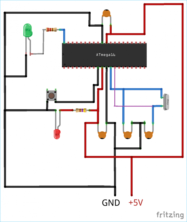 Circuit Diagram for Programming Atmega16 Using USBASP Programmer and Atmel Studio7