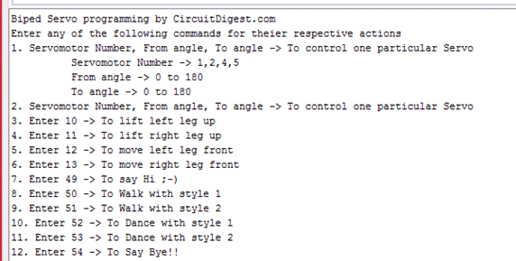 Biped servo programming