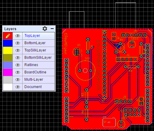 Earthquake detector arduino shield PCBs top layer