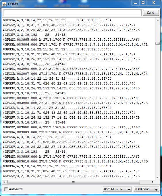 GPS-module data in arduino serial monitor