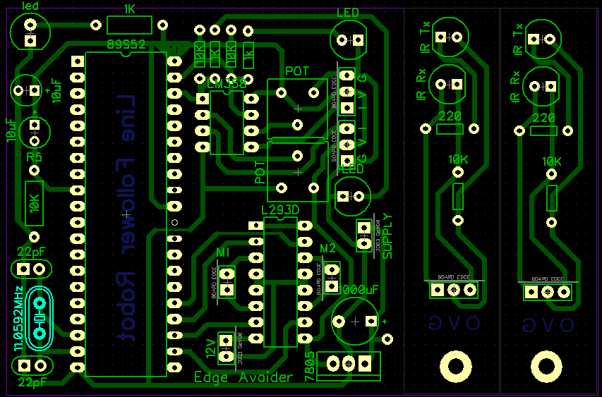 8051 Line Follower PCB Layout