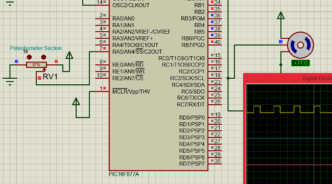 Servo-Motor-with-PIC-Microcontroller-proteus-simulation-2