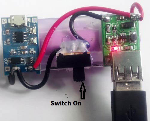 charging mobile phone using power bank circuit