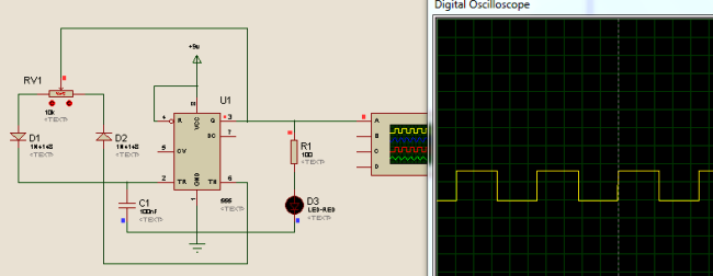 generating PWM using 555 Timer IC simulation