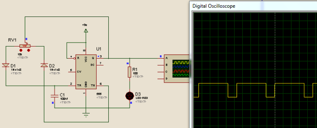 generating PWM using 555 Timer IC simulation