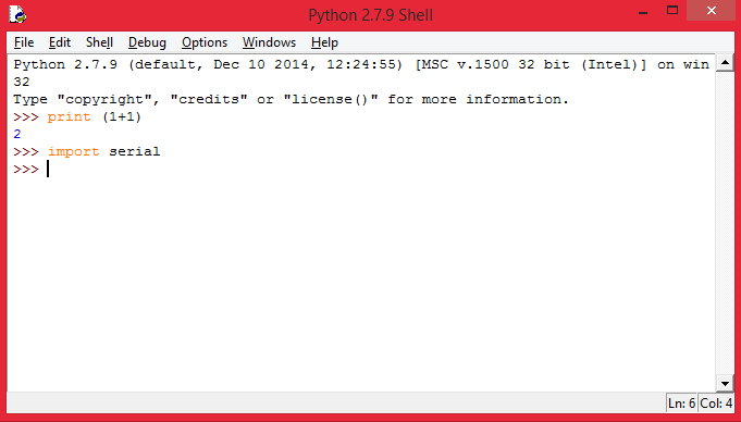 importing python serial library for communication with arduino