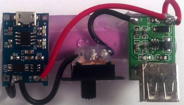 mobile phone power bank circuit with lithium cell