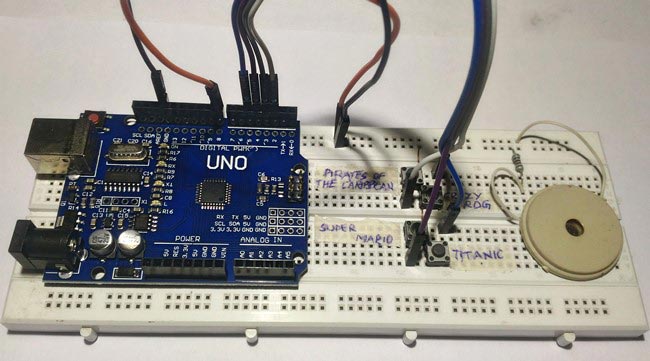 playing melodies using Arduino tone function on piezo buzzer