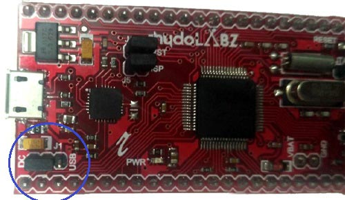 ARM7-LPC2148 Jumper in DC position