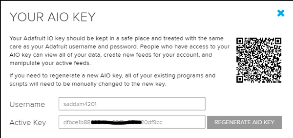 Adafruit IO Key for IOT Home Automation