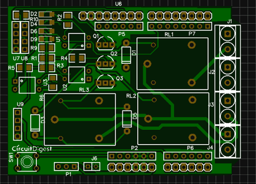 After fabrication view in EasyEDA software