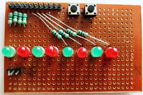 Blinking LED Sequence with MSP430G2 Hardware setup