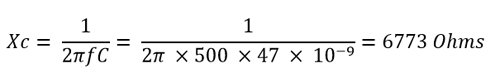 Capacitive reactance calculation