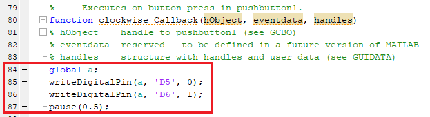 Command to run DC motor clockwise in MATLAB