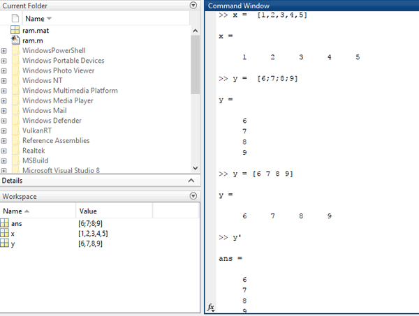 Creating Vector using MATLAB