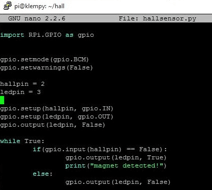 Interfacing Code for Hall Sensor with Raspberry Pi