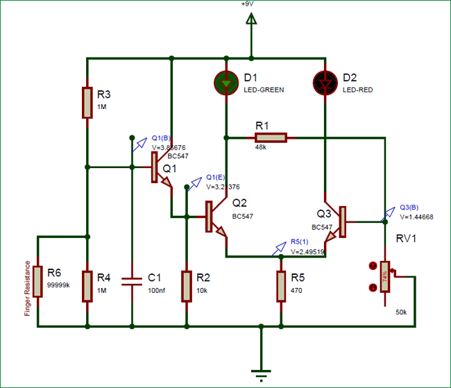 Lie Detector Circuit operation for true