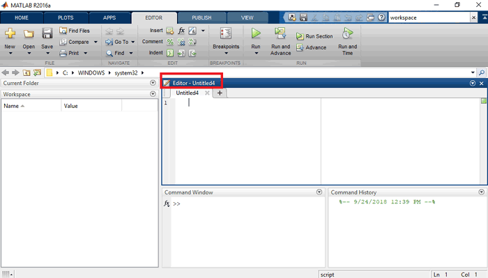 MATLAB Editor Window