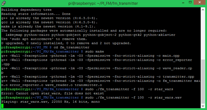 Mentioning Broadcasting frequency on -Pi for FM