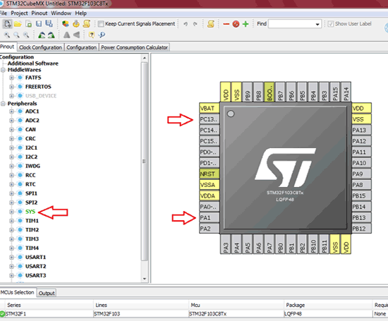 STM32F103C8 Pinout