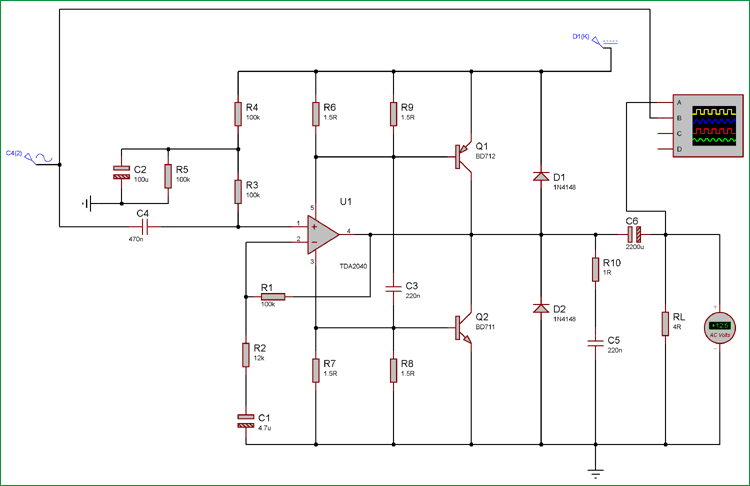 Testing 40 Watt audio Amplifier circuit