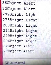 serial monitor screen showing measurement of distance for ultrasonic sensor