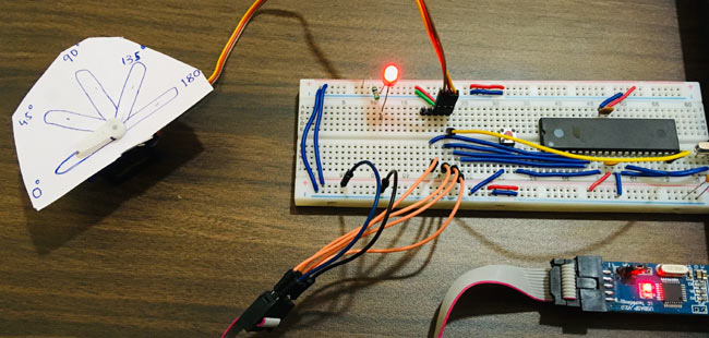 Circuit Diagram for Interfacing Servo Motor with Atmega16