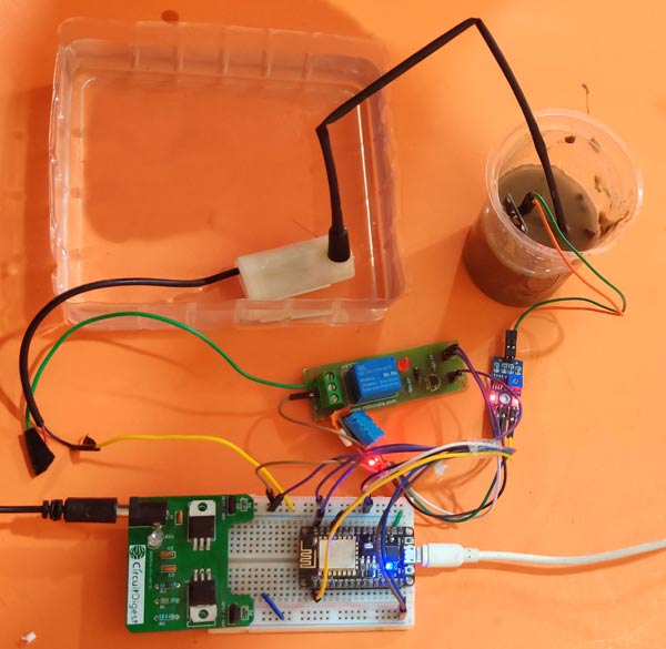 Circuit Hardware for IoT based Smart Irrigation System using Soil Moisture Sensor and ESP8266 NodeMCU