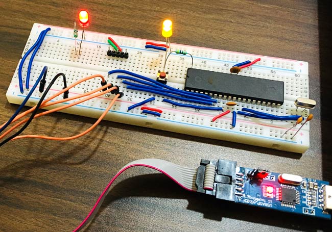 Circuit Diagram for Programming Atmega16 Using USBASP Programmer and Atmel Studio7