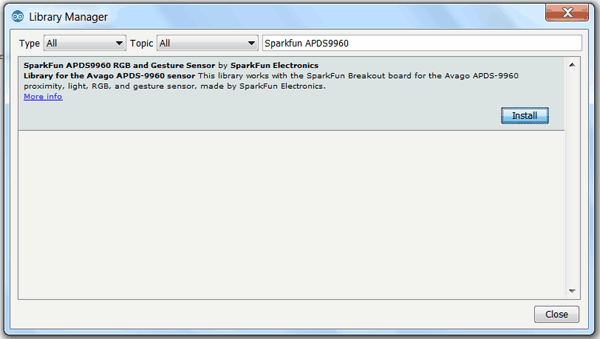 Installing APDS 9960 Sensor Library in Arduino