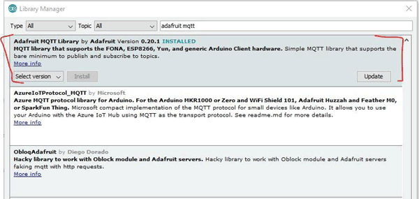 Installing Adafruit MQTT Library on Arduino IDE