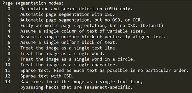 Page Segmentation Mode Flag