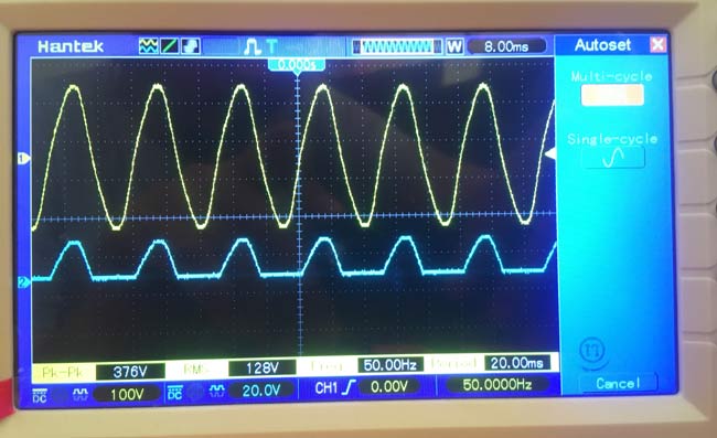 Shunt Negative Clipper on Oscilloscope