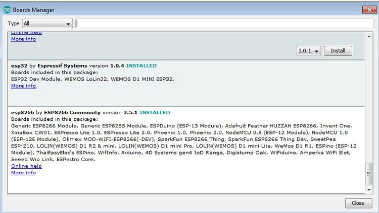 Arduino IDE Board Manager