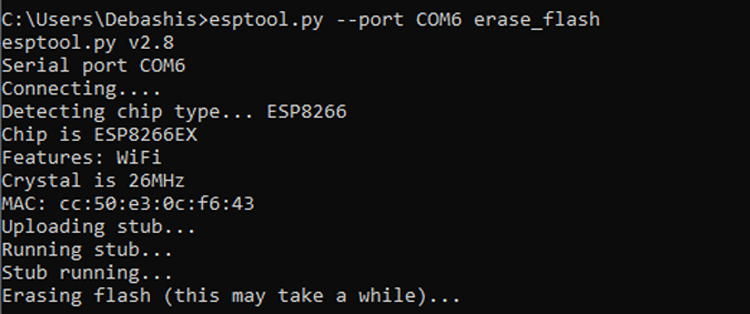 Erasing Flash Memory of ESP8266 