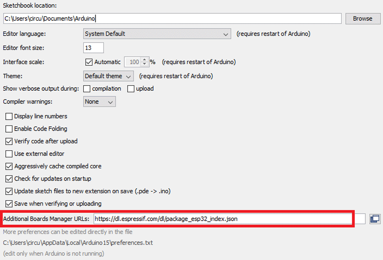 Installing ESP32 Board on Arduino IDE