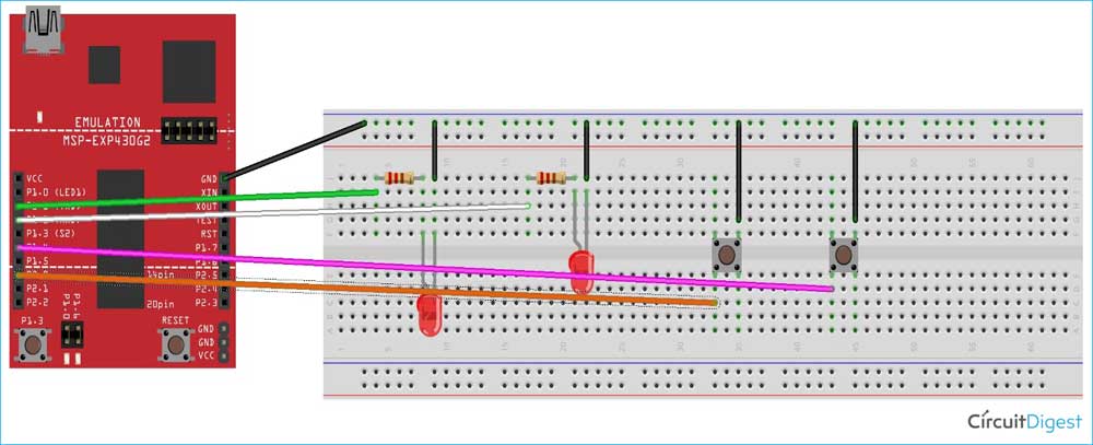 MSP430 Interrupts Circuit