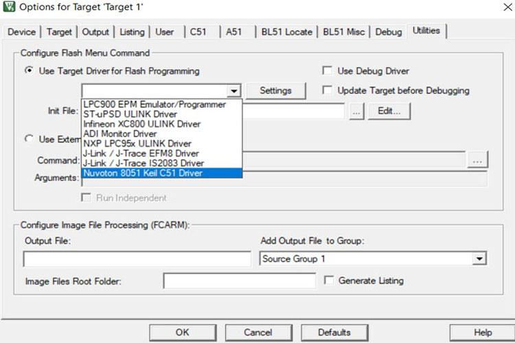 Nuvoton 8051 Keil C51 Driver