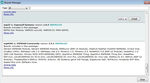 Arduino IDE Board Manager